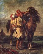 Arab Sadding His Horse Eugene Delacroix